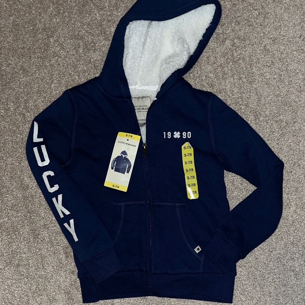 NWT Lucky Brand Girls Sherpa Zip up sz 7/8